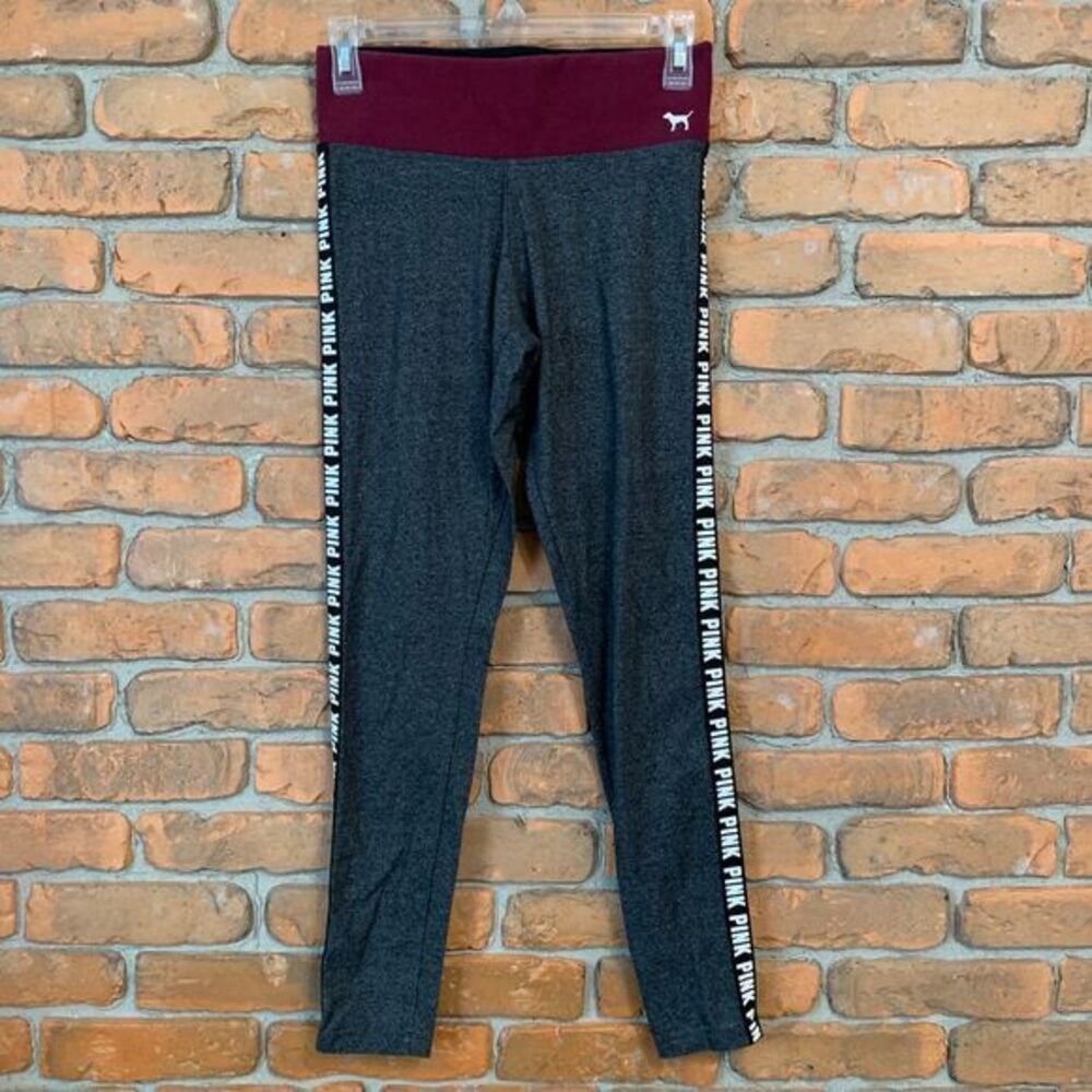 PINK Victoria's Secret Womens Small Yoga Leggings Side Logo Stripe Athletic Pant